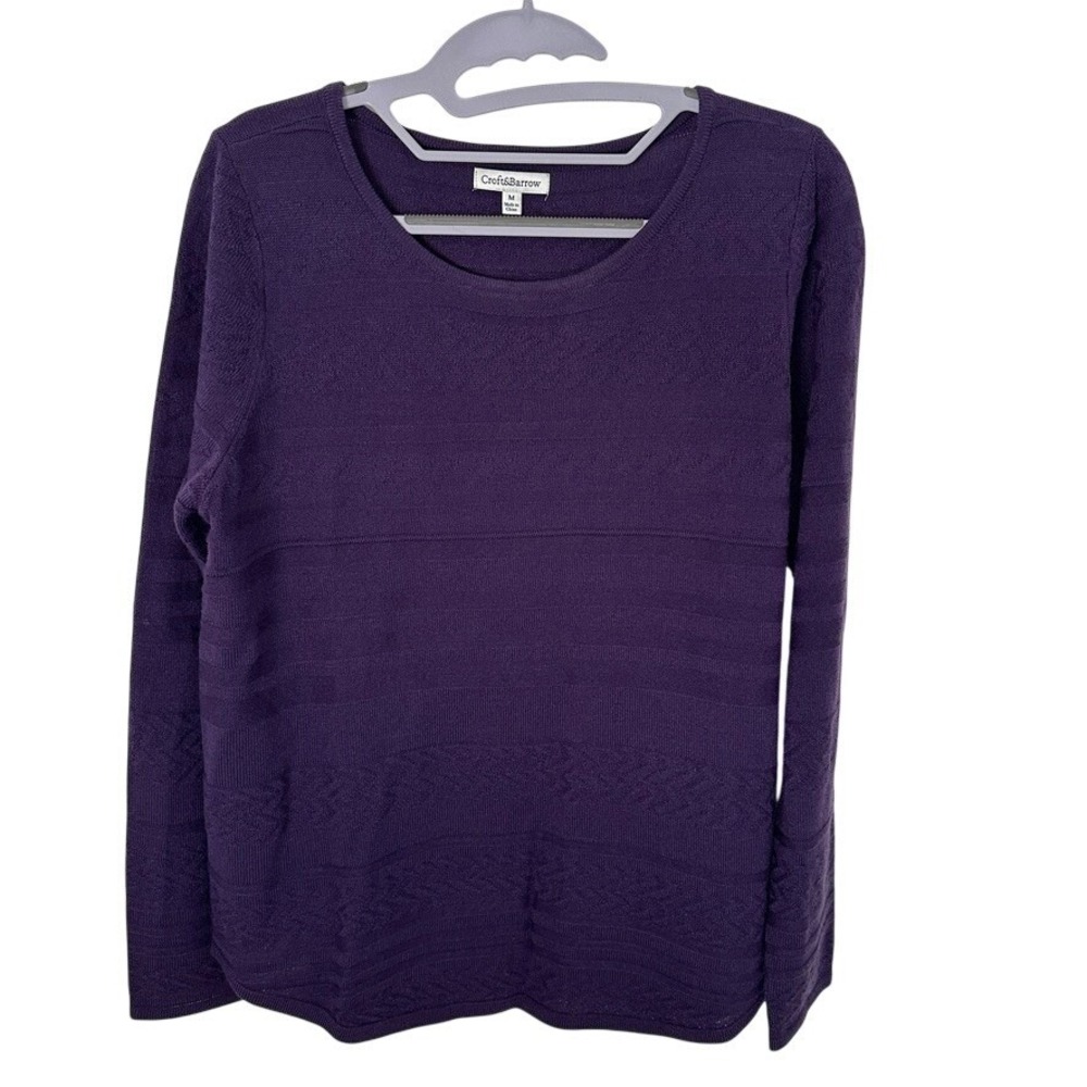 Croft & Barrow Womens Purple Textured Knit Pullover Sweater Crew Neck Size M - Picture 1 of 9
